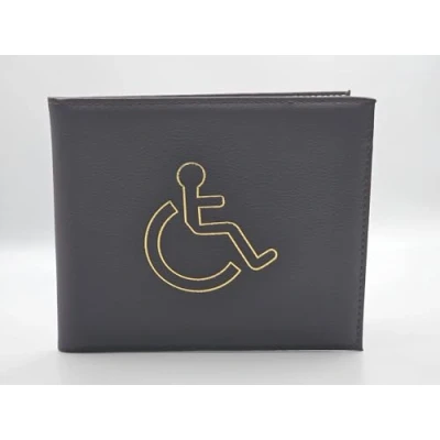 Image of AlezyB 1x Dark Brown Disabled Badge Holder, PU Leather Wallet Protector Parking Permit Cover Holder