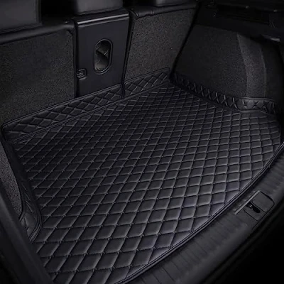 Image of Leather Car Boot Mats For Cupra Formentor 2020 2023, Tailored High Side Rear Trunk Carpet Cargo Tray Liners Protector Pad Anti Scratch Luggage Mat Interior Accessories,A/Black