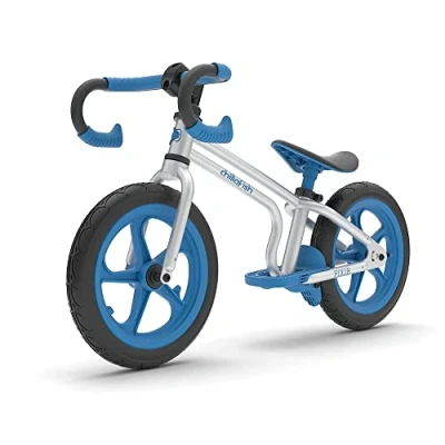 Image of Chillafish Fixie Fixed Gear Styled Balance Bike with Integrated Footrest, Footbrake and Airless Rubberskin Tyres, Blue