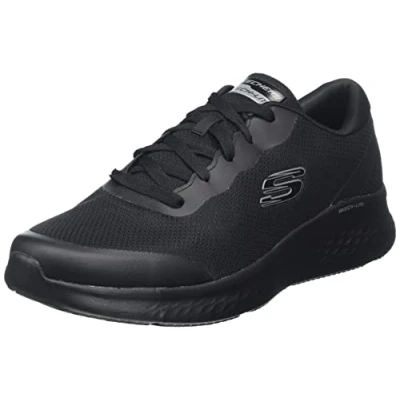 Image of Skechers Men&#039;s 232591 BBK Trainers, Black Mesh/Duraleather/Trim, 10 UK