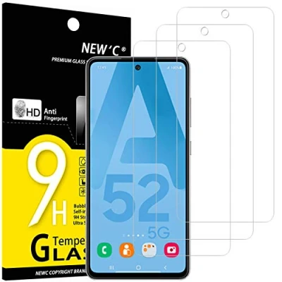 Image of NEW&#039;C 3 Pack Designed for Samsung Galaxy A52, A52 5G, A52S 5G Screen Protector Tempered Glass,Case Friendly Scratch proof, Bubble Free, Ultra Resistant