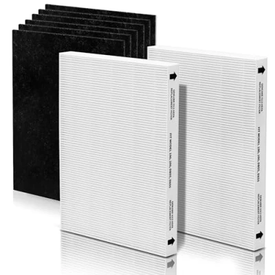 Image of Aera Max 200 HEPA Filter Replacement 9287101 Compatible with Fellowes AeraMax 190/200/DX55 Air Cleaner Purifiers True Filter, 2x H13 &amp; 6x Extra Carbon Pre Filters (9324101)