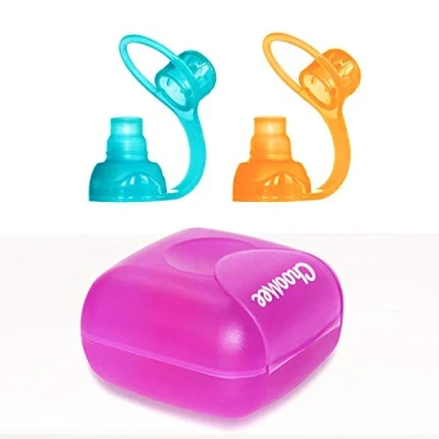 Image of ChooMee SoftSip Food Pouch Tops Purple Case, Orange Aqua