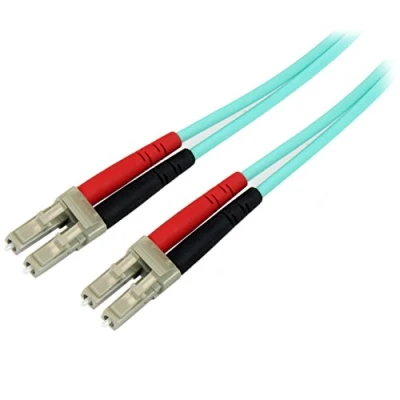 Image of StarTech.com 1m (3ft) LC/UPC to OM4 Multimode Fiber Optic Cable, 50/125µm LOMMF/VCSEL Zipcord Fiber, 100G Networks, Low Insertion Loss, LSZH Patch Cord (450FBLCLC1)