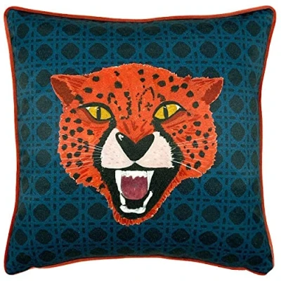 Image of furn. Untamed Cheetah Feather Filled Cushion Blue One Size