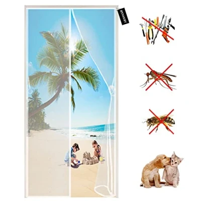 Image of Magnetic Fly Screen Door 90 x 185 cm Insect Balcony Door, Curtain Automatic Closing Mosquito Net for Living Room Without Drilling White A
