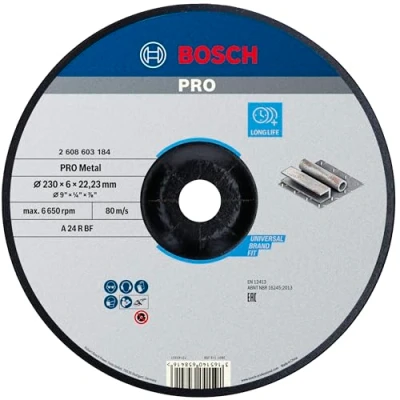 Image of Bosch Professional 1x Standard for Metal Grinding Disc (for Metal, Ø 230 x 6 22,23 mm, Depressed Centre, Accessory Angle Grinder)