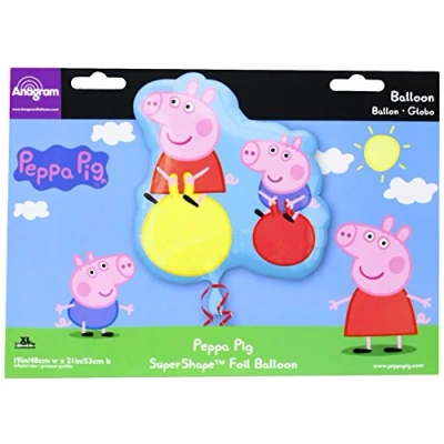 Image of Amscan 2311401 Peppa Pig Foil SuperShape Balloon 22&quot;, Blue