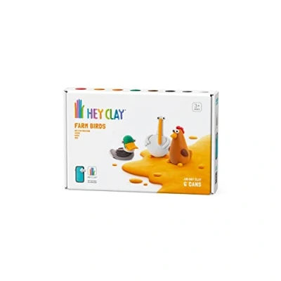 Image of HEY Clay Farm Birds: Duck, Goose, Hen Set Colourful Modeling Kids Air Dry Kit 6 cans with Fun Interactive Instructions App
