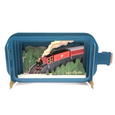 Image of Message In A Bottle Steam Train Pop Up Any Occasion Greeting Card By Alljoy MIB139