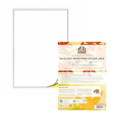 Image of Double Dragon, 50 Sheets, A4 Glossy White Printable Sticker Paper Label, Laser Printer Printing, Label 1 Per Sheet, Self Adhesive Sticky Back Labels, Address Shipping Multi Purpose