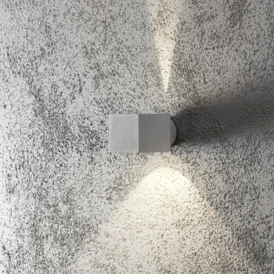 Image of Modena Outdoor Modern Up Down Square Wall Light Grey, IP44