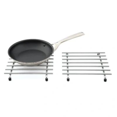 Image of simplywire Trivet Pack of 2 Heat Resistant Kitchen Worktop Protectors Square Chrome