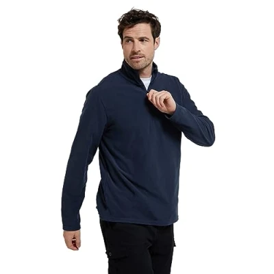 Image of Mountain Warehouse Camber II Mens Half Zip Fleece Microfleece Quick Dry Sweatshirt Everyday Wear Autumn Winter, Outdoors, Travelling &amp; Hiking Navy 3XL