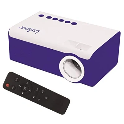 Image of Lexibook PRJ150 Mini HD Video Projector, Home Cinema, Built in Speaker, Remote Control Included, HDMI/USB/AV/Micro SD connectivity, Blue/White