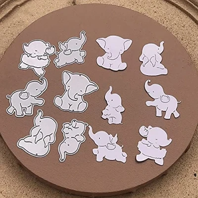 Image of Animals Cutting Dies for Card Making, YunTrip 6Pcs Elephants Metal DIY Scrapbooking Album Embossing Photo Craft Paper Cards Decorative