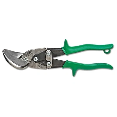 Image of Wiss M7R 235mm/ 9 1/4 Inch MetalMaster Offset Snip with Ergonomic, Single Material Non Slip Handle Grips Provide Excellent Control Green