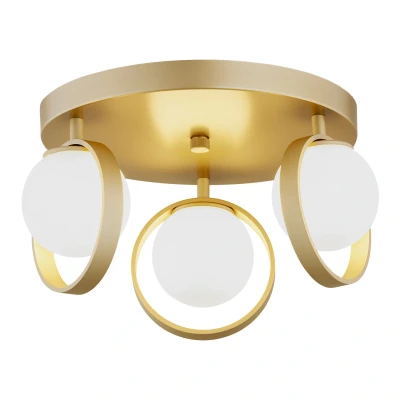 Image of Saturnia Globe Ceiling 3 Light Opal Matt, Gold