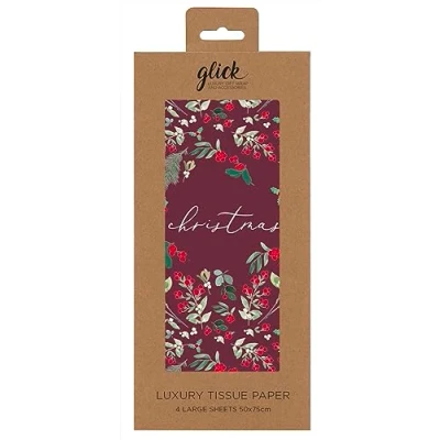 Image of Glick Four Sheets Christmas Tissue Paper, Wreath Paper for Presents (Four Sheets)