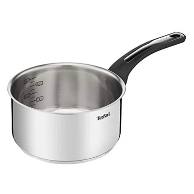 Image of Tefal Emotion E3013004 Stainless Steel Saucepan, Thick Base for Even Heat Distribution, Elegant Design, Sturdy Handle, Induction E3013004, Cranberry