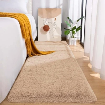 Image of MOONLIGHT20015 Fluffy Rugs for Bedroom Living Room Beige Shaggy Area Anti Slip Super Soft Thick Pile Non Shedding Hallway Runner Rug Plush Carpet Dining Room, 60 x 220 cm