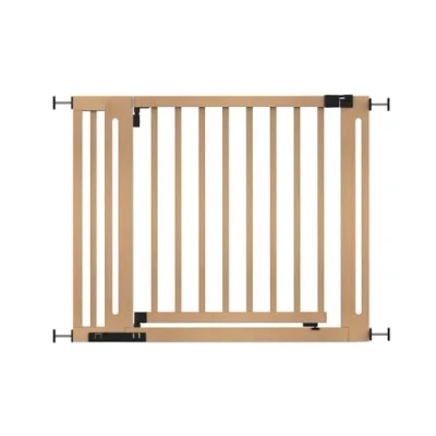 Image of Safetots Wooden Elegance Gate, Natural, 97cm 105cm, Pressure Fit Safety 65cm Extra Wide Doorway, Gate for Stairs, Hallways and Doors, Stylish Design Easy Installation