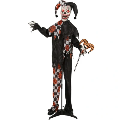 Image of Outsunny Sound Activated Halloween Animatronics Clown with Red Light Up Eyes 84J 085V00BK