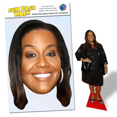 Image of 1 x Alison Hammond Ready To Wear Celebrity Face Mask Includes Freestanding 20cm Desktop Standee Card Cutout H