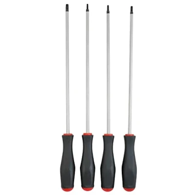 Image of DEKTON DT65213 Long Bar 250mm Torx Screwdriver Set, Black/Red, Set of 4 Piece