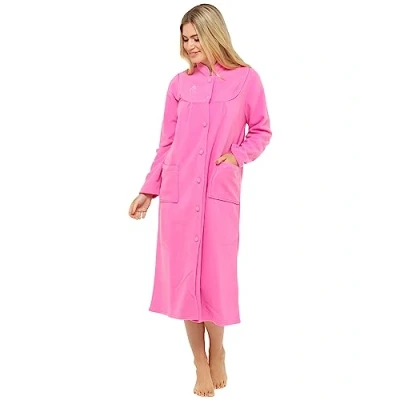 Image of undercover lingerie Ladies Button Front Soft Fleece Dressing Gown 4073 26/28,Pink