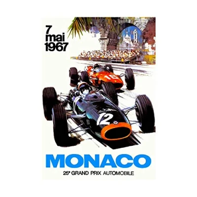 Image of Wee Blue Coo Vintage Monaco 25 Grand Prix 1967 Race Picture Wall Art Print