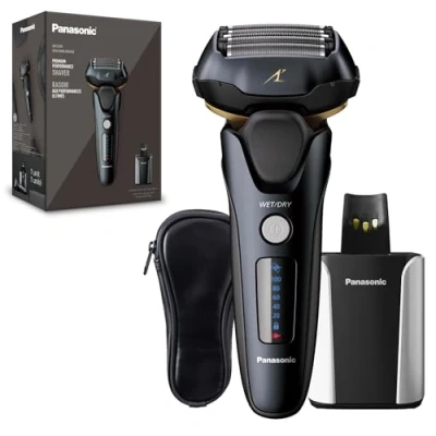 Image of Panasonic Arc5 Wet/Dry Electric Shaver &amp; Trimmer for Men, 16 D Flexible Pivoting Head Auto Cleaning Charging System, ES LV97 K, Black