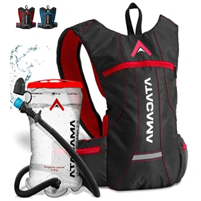 Image of Atacama hydration backpack running with and without haydration bladder vest women bike pack (blue, red)