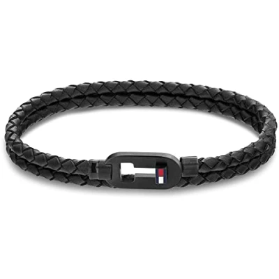 Image of THJ Tommy Hilfiger Jewelry Men&#039;s Leather Bracelet Black 2790386, One Size