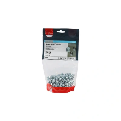 Image of 2x TIMCO Nylon Nuts Type P Zinc 6NPB Pack of 300