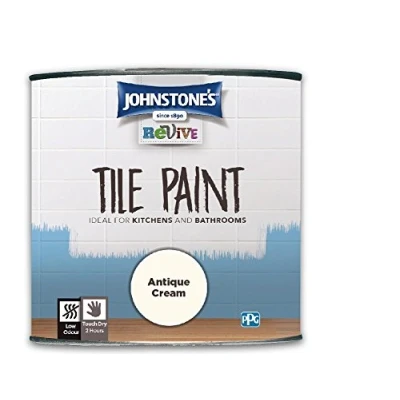 Image of Johnstone&#039;s 390305 Tile Paint Anitque Cream 750 ml
