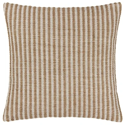Image of Yard Organik Stripe Textured Woven Feather Filled Cushion Natural Cotton One Size