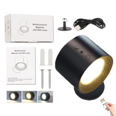 Image of Glowright Lighting Uk, Lights, Glow Right Indoor Everywhere Light 2.0, USB Rechargeable Magnetic 3 Color Temperature Dimmable Remote Control Wall (Black)