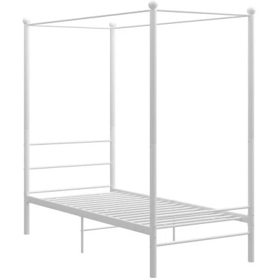 Image of vidaXL White Metal Canopy Bed Frame 100 x 200 cm