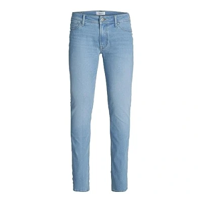 Image of JACK &amp; JONES Men&#039;s Jeans Skinny Fit Denim Liam Pants Low Rise Button Fly, Blue Colour, UK Size 30W / 30L