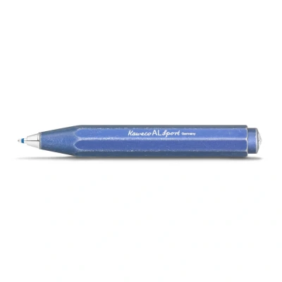 Image of Kaweco AL SPORT Ball Pen Stonewash Blue I Retractable Ballpoint in Classic Design with Standard D1 Refills Aluminium 10.5 cm