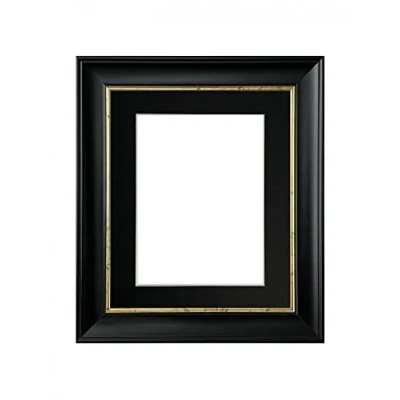 Image of FRAMES BY POST Scandi Black with Crackle Gold Picture Photo Frame Mount A2 Image Size A3 Plastic Glass