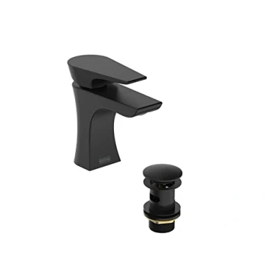 Image of Bristan Hourglass Basin Mixer Tap with Clicker Waste Black (HOU BAS BLK)