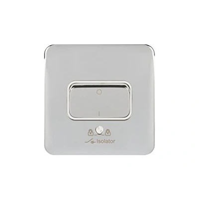 Image of Schneider Electric Lisse Screwless Deco Single Fan Isolator Switch, 3 Pole, 10AX, GGBL1013WPC, Polished Chrome with White Insert