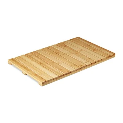 Image of Relaxdays Bamboo Bath Mat, for the Bathroom, Stopper, Hygienic, Moisture Resistant, 40x65 cm, Natural