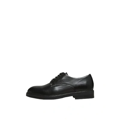 Image of SELECTED HOMME Men&#039;s Slhblake Leather Derby Shoe B Noos, Black, 10.5 UK