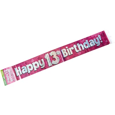 Image of 9ft Banner Happy 13th Birthday Pink holographic