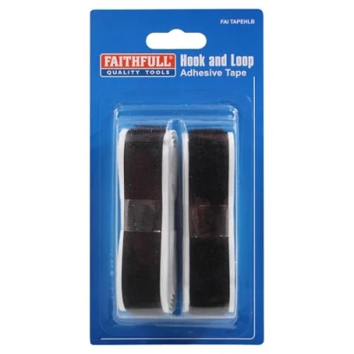 Image of Faithfull Hook &amp; Loop Self Adhesive Tape Black 20mm x 1m