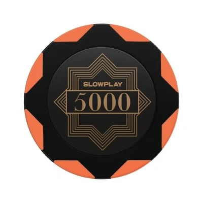 Image of SLOWPLAY Nash Clay Poker Chips, 14 Grams Heavyweight Composite, 40mm Large Chips in Bulk, Pack of 50 with Denomination 5000