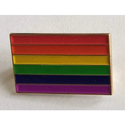 Image of MadAboutFlags Rainbow Gay Pride LGBT Flag Rectangular Enamel Pin Badge